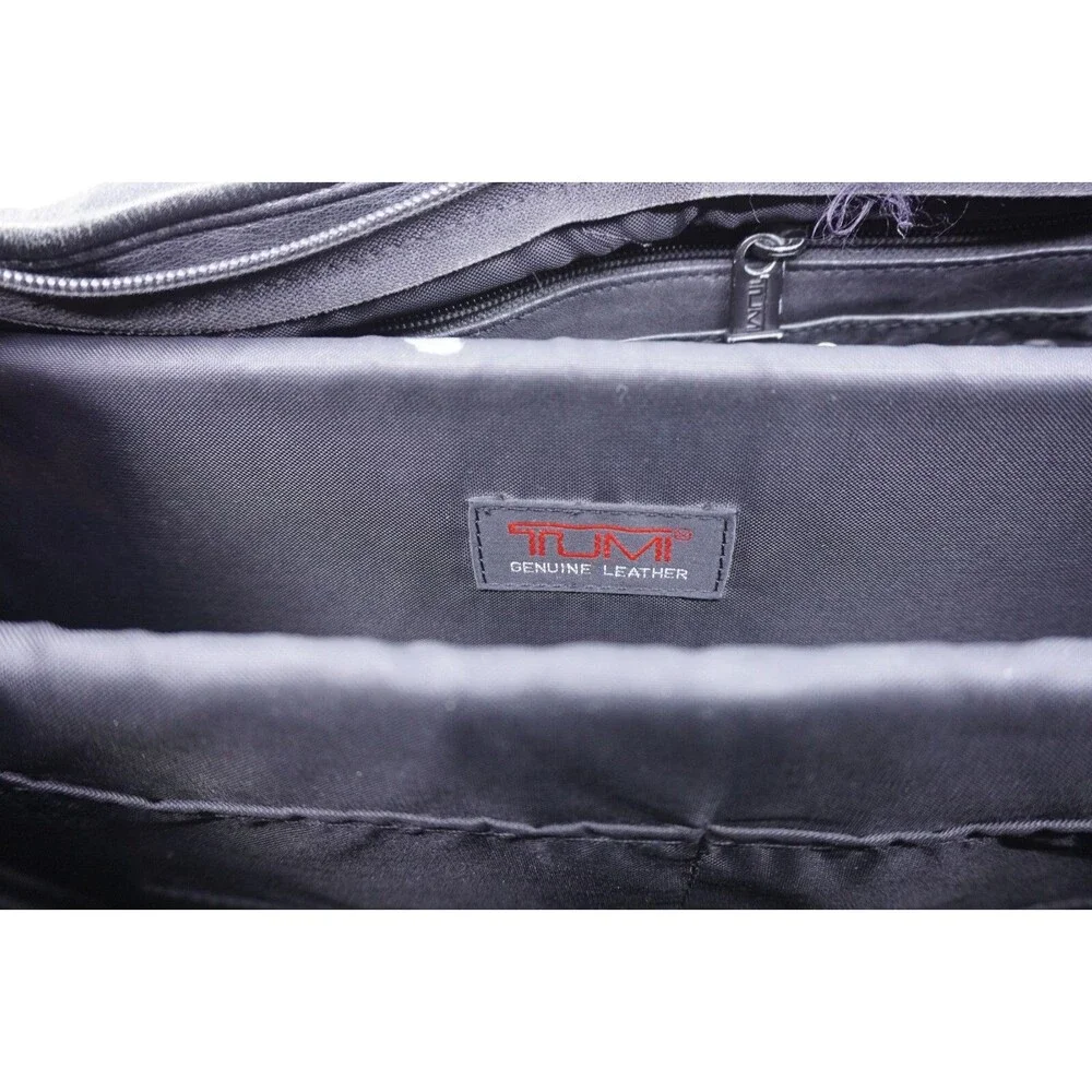 Vtg Tumi Alpha Briefcase Expandable Black Distressed Leather Business Shoulder
